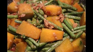 Ginisang Sitaw at Kalabasa sa Pork GinilingSauteed String Beans amp Squash in Ground Pork [upl. by Aicenert]