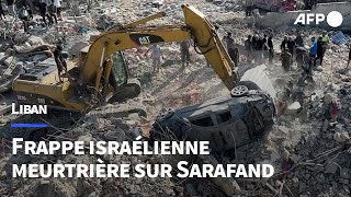 Liban dans le sud du pays Sarafand compte ses morts  AFP [upl. by Cook349]