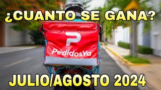 CUANTO SE GANA EN PEDIDOS YA JULIOAGOSTO 2024 ARG pedidosya rider [upl. by Andrel]