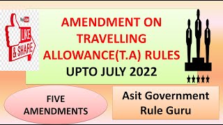 AMENDMENT ON TRAVELLING ALLOWANCETA RULES2022 [upl. by Adaynek]