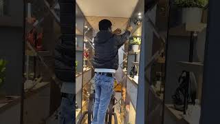 Rose gold mirror design installed patna art youtube viralvideo funny ornatemirror [upl. by Ailaro]