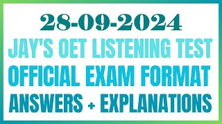 OET LISTENING TEST 28092024 oet oetexam oetnursing oetlisteningtest [upl. by Toney]