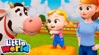 Feeding Farm Animals  Kids Songs amp Nursery Rhymes by Little World [upl. by Juli]