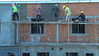 Cement Wall Plastering Construction  How To Build Rendering Wall Skilled  Cement And Sand Build [upl. by Sublett558]