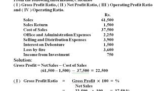 Example on Gross Profit Ratio Net Profit Ratio Operating Profit ratio Operating Ratio [upl. by Odnomra]