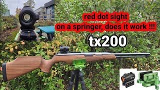 RED DOT SIGHT ON A AIRGUN  BUT DOES IT WORK   airgunhunting pestcontrol reddotsight tx200 [upl. by Yrrad]