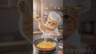 MORNING SURPRISE Cat Cooking in the Kitchen cat catlover [upl. by Bourn]