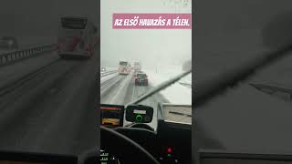 Leesett az első hó automobile scaniatrucks trucking trucker winter [upl. by Sirovat]