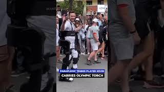 Historic Moment Paraplegic Athlete Kevin Piettee Carries Olympic Torch In Exoskeleton [upl. by Geoffrey]