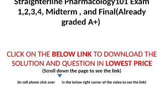 Straighterline Pharmacology101 Exam See the below link for all exam [upl. by Aihsekin]