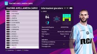 eFootball PES 2020 PS4  RACING AVELLANEDA CLASSIC ALL TIME XI 44100 [upl. by Enom]