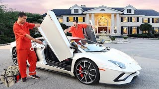 ESCAPED PRISONERS IN A LAMBORGHINI PRANK  BAD IDEA [upl. by Lednek]