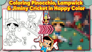 Coloring Pinocchio Lampwick amp Jiminy Cricket in Happy Color🤍 [upl. by Raimund719]