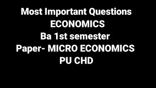 Most Important Questions ECONOMICS Ba 1st semester Paper MICRO ECONOMICS [upl. by Heppman898]