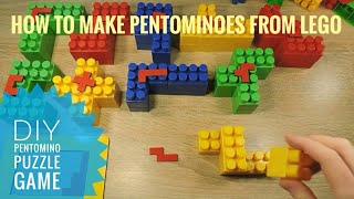 Pentominoes puzzle game DIY How to build pentomino pieses from construction blocks [upl. by Samford]