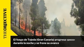 El fuego de Tejeda Gran Canaria progresa «poco» durante la noche y se frena su avance [upl. by Aniri]