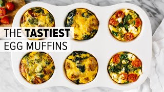 EGG MUFFINS 3 WAYS  healthy breakfast meal prep recipe [upl. by Wilden]