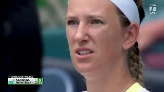 LIGHTS OUT POWER OUTAGE SUSPENDS AZARENKA PUTINTSEVA QUARTERFINAL MIAMI OPEN MARCH 26 2024 [upl. by Eiramait]