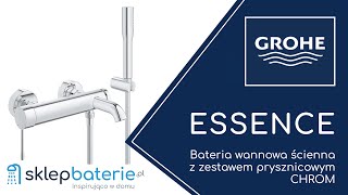 ESSENCE Bateria wannowa ścienna z zestawem prysznicowym Chrom GROHE 33628001  SklepBateriepl [upl. by Nomyar]