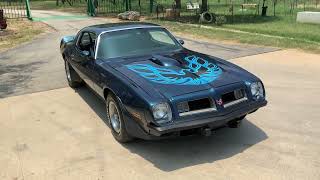 1975 Pontiac Firebird TransAm 400ci V8 4Speed PB PS Polaris Blue 31k Miles 756904T [upl. by Nessim]