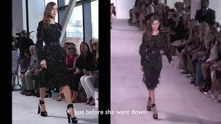 Bella Hadid Falls on Michael Kors Runway While Kendall Jenner Struts Her Stuff with Ease [upl. by Cazzie]