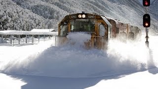 Spectacular footage Train plowing through deep snow Arthurs Pass [upl. by Ardnoid]