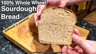 Use these 3 ingredients for SOFT whole wheat sourdough sandwich bread [upl. by Wyne]