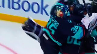 Joey Daccord Falls During Win Celebration  Seattle Kraken vs Calgary Flames 2024 NHL Highlights [upl. by Brantley]