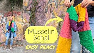 EASYPEASY ✂️ Schal aus Musselin nähen Nähen für Anfänger kostenlose Anleitung [upl. by Nancee]