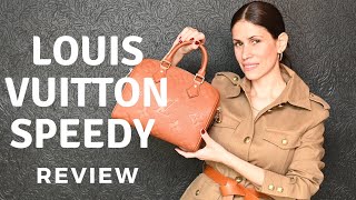 Louis Vuitton Speedy Bandoulière 25 Cognac Monogram Empreinte Leather Review [upl. by Cordelia]