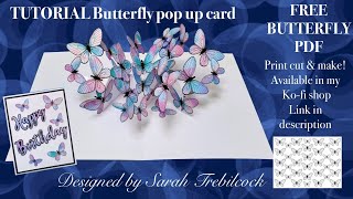 🦋😮Tutorial How to make a pop up floating Butterfly card 🆓️ PDF Cardmaking idea Inspiration Technique [upl. by Ojadnama]