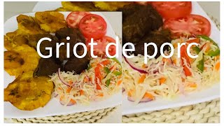 CUISINE CRÉOLE griot de porc et bananane pezè Wa gou paw [upl. by Ahsaetal]