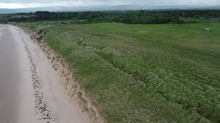 Aerial View of Coastal Erosion Ravensheugh Sands East Lothian [upl. by Flowers343]