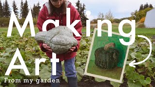 Painting a Squash I Grew ✦ Emerald Green Color Study ✦ One Brush Painting [upl. by Aidnyl]