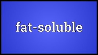 Fatsoluble Meaning [upl. by Red]