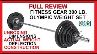 Unboxing and Full Review of Fitness Gear 300 lb Olympic Weight Set  Plates and Bar  Home Gym [upl. by Annoid]