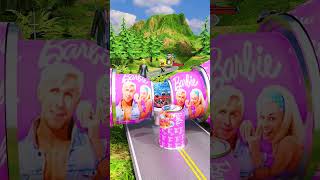 🎀 Cars Crossing Giant Barbie Gate in Bollard [upl. by Hobey]