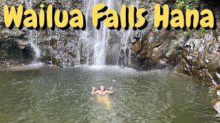 Wailua Falls Hana Cliff Jump and Waterfall Swim Best Road to Hana Stop Maui Hawaii [upl. by Nnylatsyrk397]