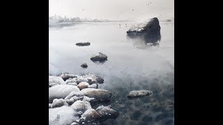 How to paint water amp rocks in WATERCOLOR [upl. by Anirazc]