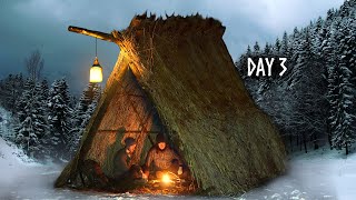 6 DAYS Winter Bushcraft Building a Survival Shelter in Snow amp Cold [upl. by Leeban]