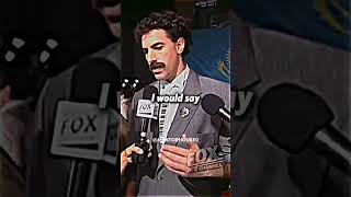 Borat gets interviewed by female interviewer 😂 alphamale automobile mentalhealthcare funny [upl. by Ellehcor]