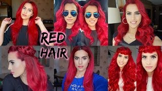 HOW TO dye dark hair bright red  WITHOUT bleach [upl. by Accemahs]