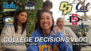 COLLEGE DECISIONS REACTIONS VLOG  announcing where im going to college  UCs and Cal States [upl. by Mindi321]