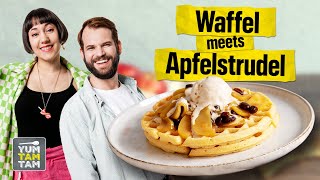 Belgische Waffeln  Waffel Rezept mit Apfelstrudel [upl. by Natehc]