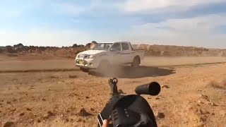 SAW Machine Gunners Hunt Down SISI Pick Up Trucks in Iraqi Desert  GoPro Combat [upl. by Photima539]