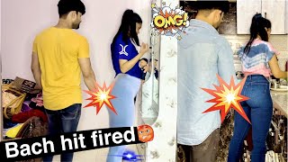 Back hit🔥  prank on wife  hit me back extreme reactions 🤬 [upl. by Oicirtap]