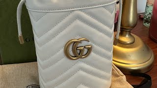 Gucci GG Marmont Mini Bucket Bag in White [upl. by Hammerskjold]