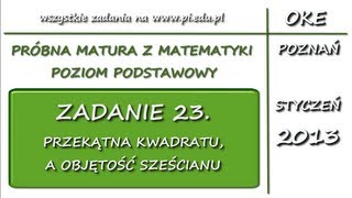 Zadanie 23 Matura próbna styczeń 2013 PP Stereometria [upl. by Dunlavy]