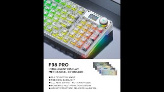 AULA F98pro Mechanical Keyboard Customize Screen Multifunctional Knob Hot Swap Wireless Keyboard RGB [upl. by Leda]