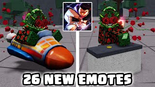 26 NEW EMOTES SHOWCASE The Strongest Battlegrounds Update [upl. by Yreved660]